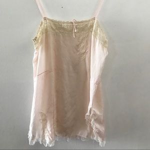 Antique Pale Pink Silk & Lace Slip